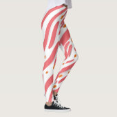 Oranje roze witte Abstracte lijnpatroon Leggings (Rechts)