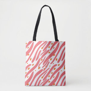 Oranje roze witte Abstracte lijnpatroon Tote Bag
