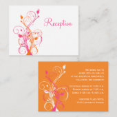 Oranje Roze Witte Bloemen Receptie Enclosure Kaart (Voorkant / Achterkant)