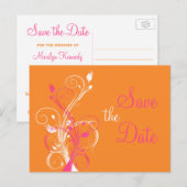 Oranje Roze Witte Bloemen Save the Date Post Kaart (Voorkant / Achterkant)