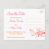 Oranje Roze Witte Bloemen Save the Date Post Kaart (Achterkant)
