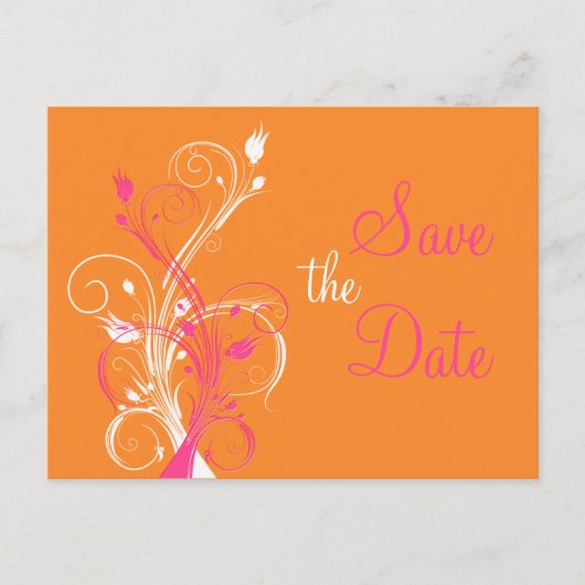 Oranje Roze Witte Bloemen Save the Date Post Kaart (Voorkant)