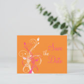 Oranje Roze Witte Bloemen Save the Date Post Kaart (Staand voorkant)