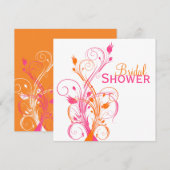 Oranje Roze Witte Floral Bridal Shower Kaart (Voorkant / Achterkant)