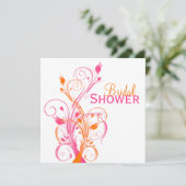 Oranje Roze Witte Floral Bridal Shower Kaart (Staand voorkant)