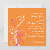 Oranje Roze Witte Floral Bridal Shower Kaart (Achterkant)