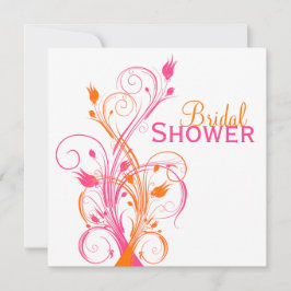 Oranje Roze Witte Floral Bridal Shower Kaart