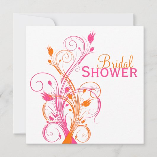 Oranje Roze Witte Floral Bridal Shower Kaart (Voorkant)