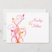 Oranje-roze-witte Floral bruiloft uitnodiging (Voorkant)