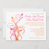 Oranje-roze-witte Floral bruiloft uitnodiging (Achterkant)