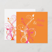 Oranje-roze-witte Floral-Square Weddenschap Kaart (Voorkant / Achterkant)