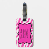Oranje & Roze Zebra & Cheetah Gepersonaliseerd Bagagelabel (Achterkant verticaal)