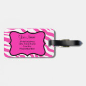Oranje & Roze Zebra & Cheetah Gepersonaliseerd Bagagelabel (Achterkant horizontaal)