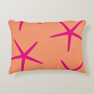 Oranje Roze Zeester Kust Tropische Kunst Strand Accent Kussen