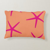 Oranje Roze Zeester Kust Tropische Kunst Strand Accent Kussen (Achterkant)