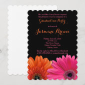 Oranje roze zwarte Gerbera Daisy Graduation Party Kaart (Voorkant / Achterkant)