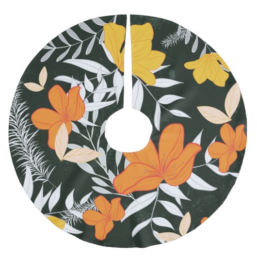 Oranje Rozen: Abstract Botanisch. Kerstboom Rok (Voorkant)