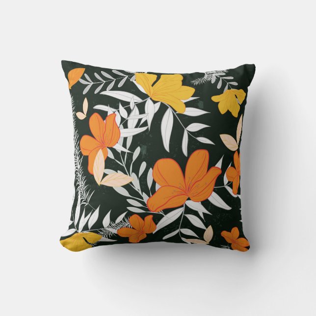 Oranje Rozen: Abstract Botanisch. Kussen (Voorkant)