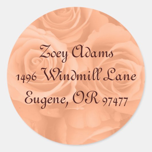 oranje rozen adresetiketten ronde sticker (Voorkant)