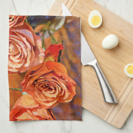 Oranje Rozen Art Keukenhanddoek