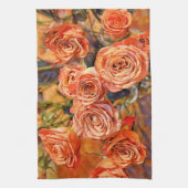 Oranje Rozen Art Keukenhanddoek (Verticaal)