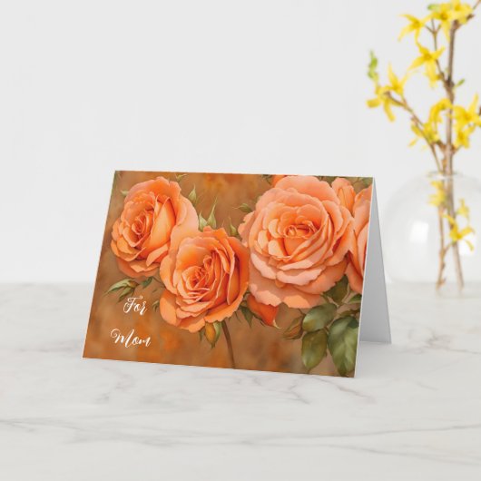 Oranje Rozen Art Moederdag Kaart (Gele Bloem)