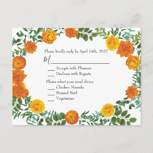 Oranje Rozen Berichten Floral Modern Briefkaart (Voorkant)