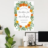 Oranje Rozen Berichten Floral Modern Poster (Thuiskantoor)