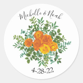 Oranje Rozen Berichten Floral Modern Ronde Sticker