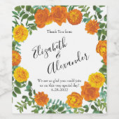 Oranje Rozen Berichten Floral Modern Wijn Etiket (Enkel label)