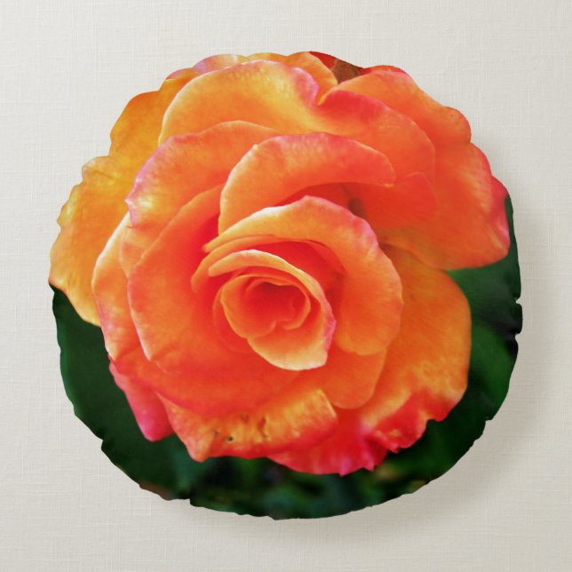 Oranje rozen bloem rond kussen (Voorkant)