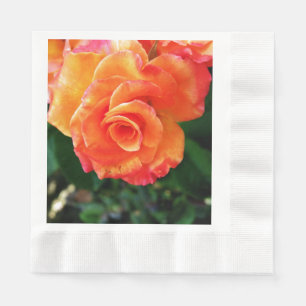 Oranje rozen bloem servet