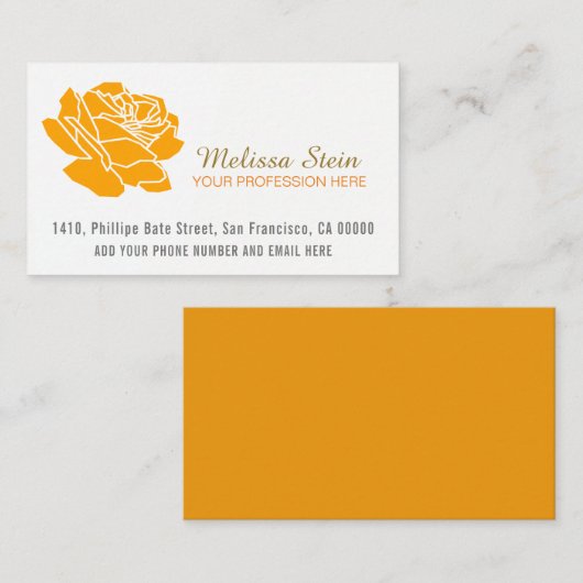 oranje rozen bloem visitekaartje (Voorkant / Achterkant)