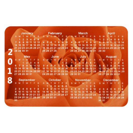 Oranje Rozen bloemblaadjes 2018 Kalender Magneet (Horizontaal)