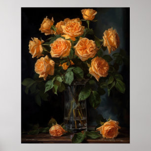Oranje Rozen Bloemen Art Print Poster