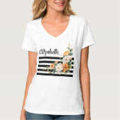 Oranje Rozen bloemen T-shirt (Voorkant)