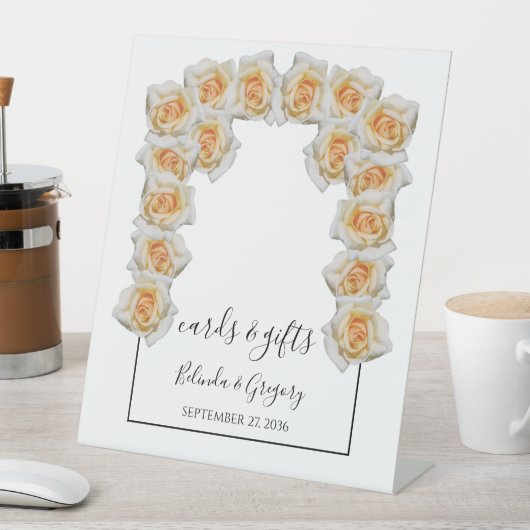 Oranje Rozen bruiloft en cadeaus Reclamebord Met Voetstuk (Insitu)
