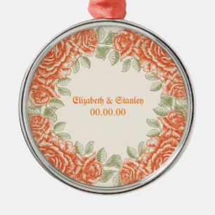 oranje rozen bruiloft Save the Date Metalen Ornament