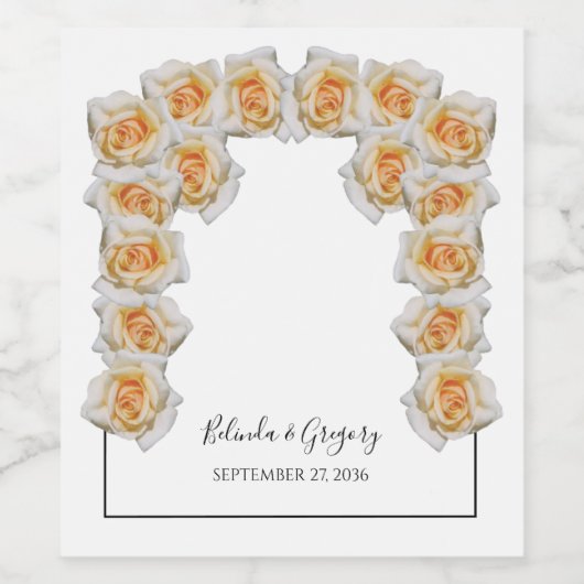 Oranje Rozen bruiloft Wijn Etiket (Enkel label)