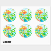 Oranje Rozen Gele Wildbloemen Ronde Sticker (Vel)