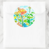 Oranje Rozen Gele Wildbloemen Ronde Sticker (Tas)