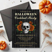 Oranje Rozen Halloween Cocktail Party Gold Folie Uitnodiging