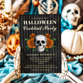 Oranje Rozen Halloween Cocktail Party Gold Folie Uitnodiging