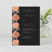 Oranje Rozen Modern Herfst Black Wedding Kaart (Staand voorkant)