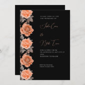 Oranje Rozen Modern Herfst Black Wedding Kaart (Voorkant / Achterkant)