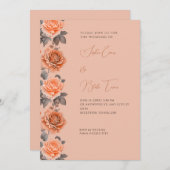 Oranje Rozen Moderne Herfst Light Brown Wedding Kaart (Voorkant / Achterkant)