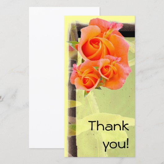 Oranje Rozen op gele kaart (Voorkant / Achterkant)