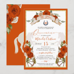Oranje Rozen Quinceanera Western Charro Kaart