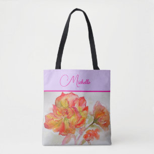 Oranje Rozen Rozen Waterverf Schilderen Canvas tas