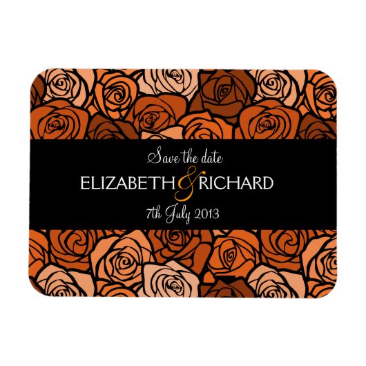  oranje rozen 'Save the date' Magnet Magneet (Horizontaal)